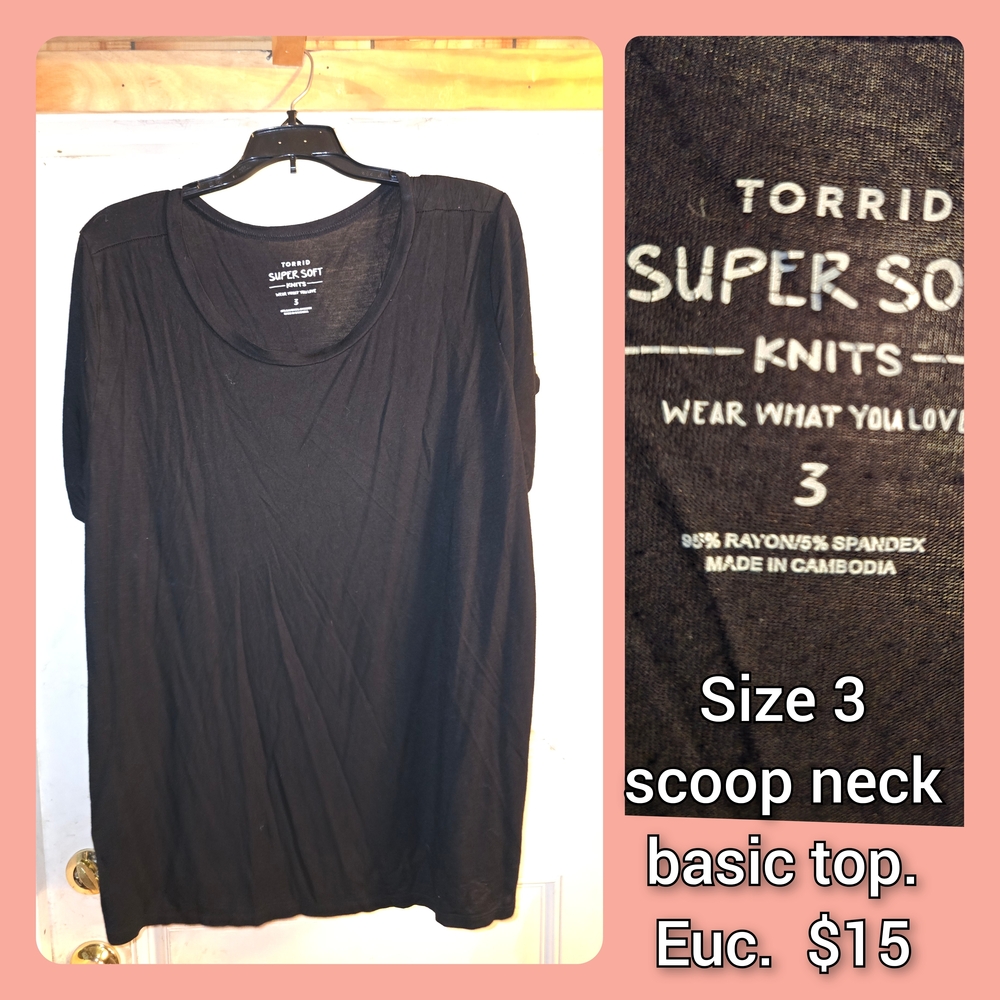 Torrid Black Super Soft Scoop Neck Tee